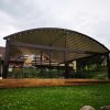 Tradicinė tentinė pergola riestu stogu