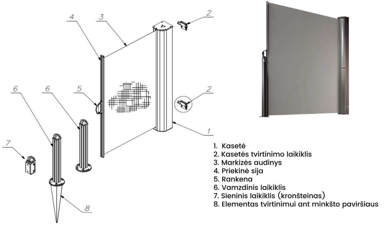 Užsklanda nuo vėjo specifikacija dalys