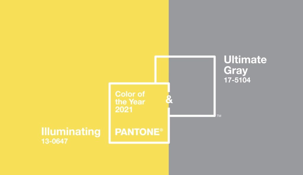 Pantone geltona pilka spalvos