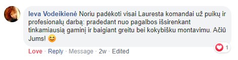 Ieva gaminiai montavimas kokybė